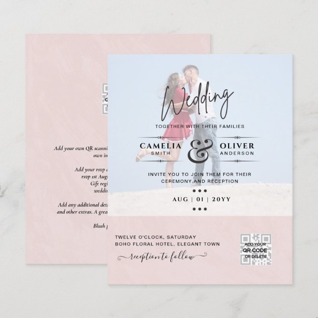 LÁMINA BODA DE FOTOS PRESUPUESTARIAS INVITACIONES DE CÓDI (Anverso / Reverso)