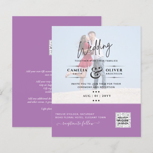 LÁMINA BODA DE FOTOS PRESUPUESTARIAS INVITACIONES DE CÓDI (Anverso / Reverso)