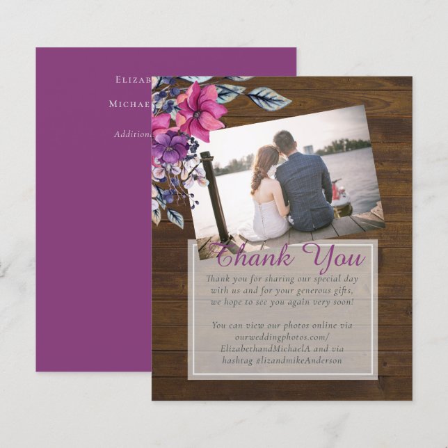 Lámina Boda de Fuchsia Floral Woodland (Anverso / Reverso)