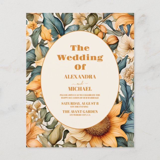 Lámina Boda de girasol acuarela de presupuesto (Anverso)