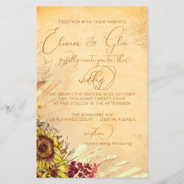 Lámina Boda de girasol bómeo y ruso presupuestal