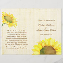 Lámina Boda de girasoles rurales Ceremonia Bi Fold Progra