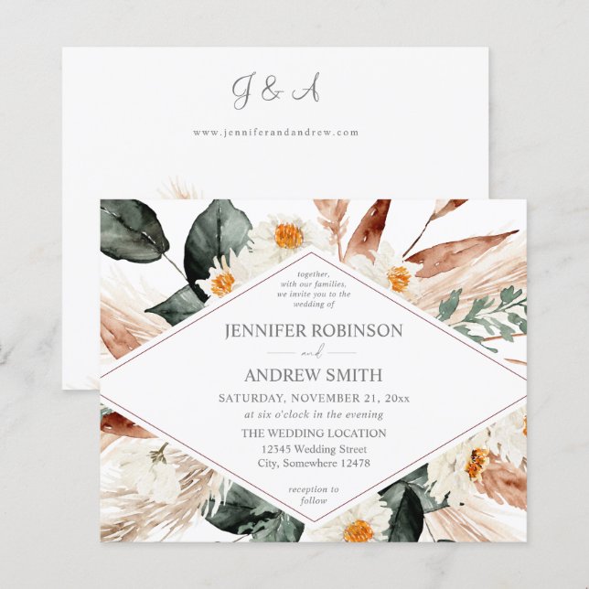 Lámina Boda de Grado 2 de Boho Copper Pampas (Anverso / Reverso)