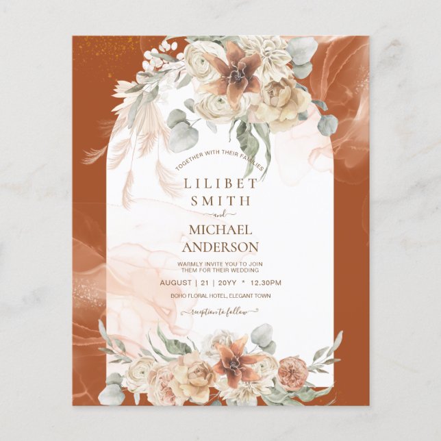 Lámina BODA de Grasa Terracotta Floral Pampas (Anverso)