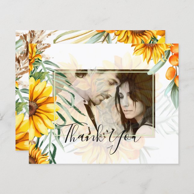 Lámina Boda de Grass Rústico Sunflowers Pampas (Anverso / Reverso)