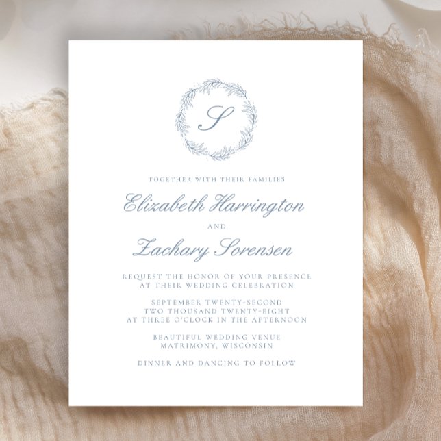 Lámina Boda de guión de cordón de monograma azul turbio (Subido por el creador)
