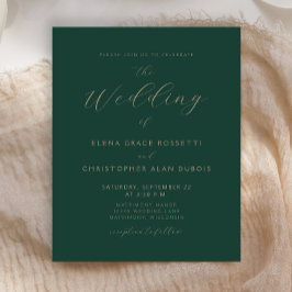 Lámina Boda de guión de oro verde oscuro Minimalista de p