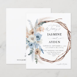 Lámina Boda de guirnaldas florales del Boho azul y beige