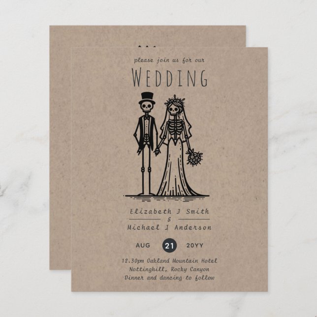 Lámina Boda de Halloween Personalizado Bride Groom Handdr (Anverso / Reverso)