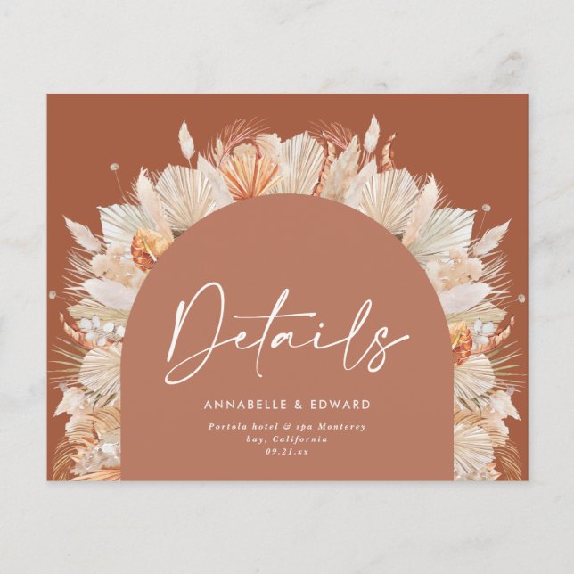 Lámina Boda de hierba de terracota bohemia moderna pampas (Anverso)