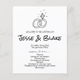 Lámina Boda de Ilustraciones Doodle en blanco y negro
