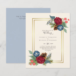 Lámina Boda de Invierno Burgundy Azul Teal Moderno