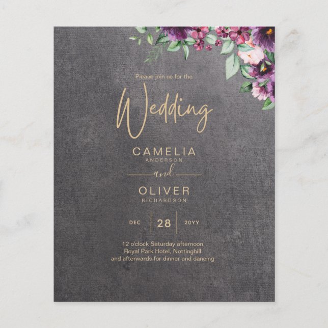 Lámina Boda de invierno con flores de Berry gris plateado (Anverso)