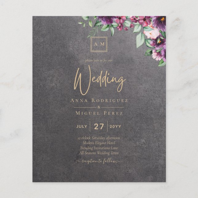 Lámina Boda de invierno con flores de Berry gris plateado (Anverso)