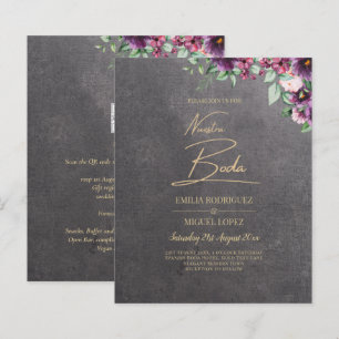 Lámina Boda de invierno con flores de Berry gris plateado