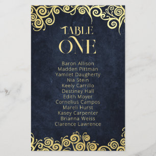 Lámina Boda De Invierno De Lujo Azul Y Oro Floreciente