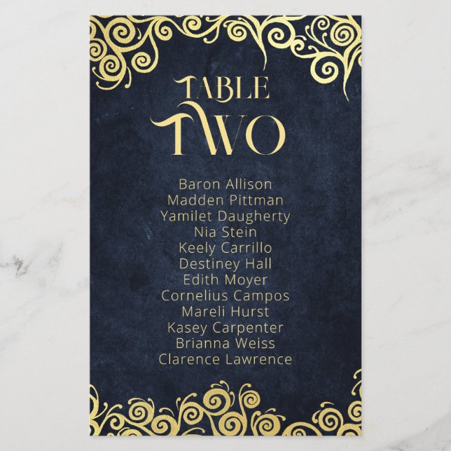 Lámina Boda De Invierno De Lujo Azul Y Oro Floreciente (Anverso)