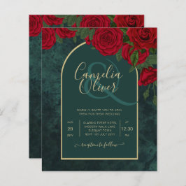 Lámina Boda de Invierno de Oro Verde Forestal Rojo Roses