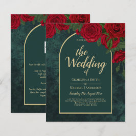 Lámina Boda de Invierno de Oro Verde Forestal Rojo Roses