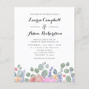 Lámina Boda de la acuarela del eucalipto y lavanda