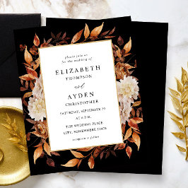 Lámina Boda de la Floral de otoño del presupuesto - Negro