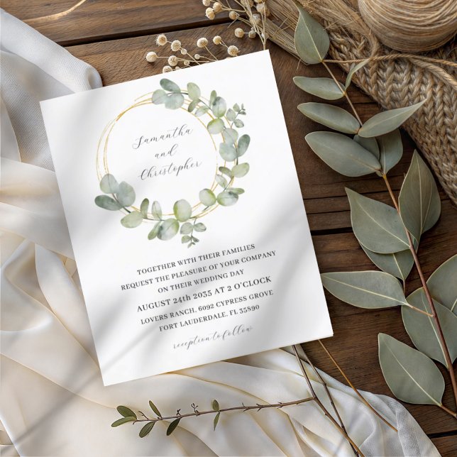 Lámina Boda de la guirnalda verde y oro del eucalipto del (Subido por el creador)