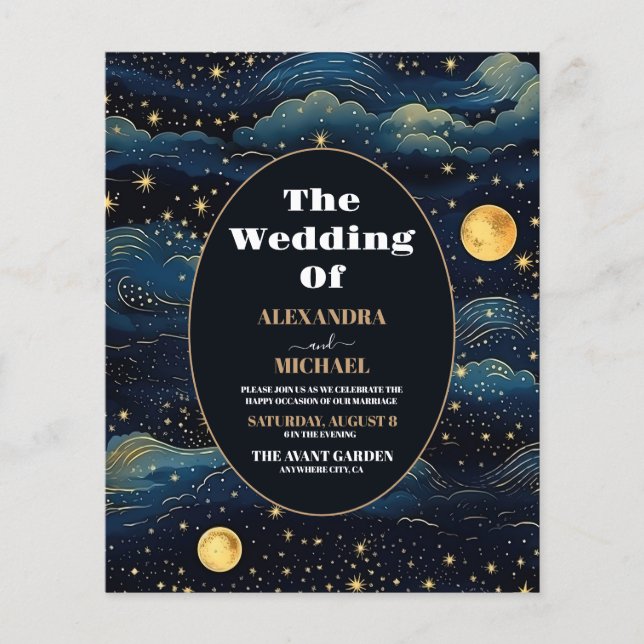 Lámina Boda de la Luna de las Estrellas Azules Celestes d (Anverso)