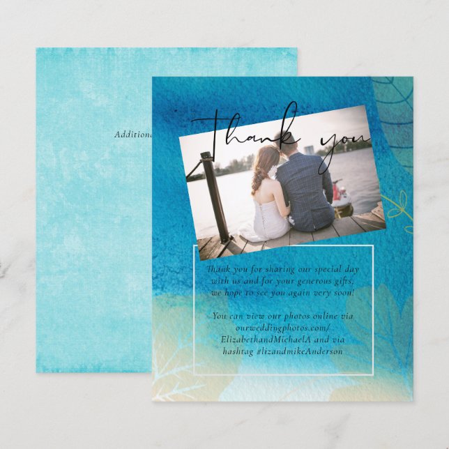 Lámina Boda de LeahG BUDGET Ocean Blue Watercolor (Anverso / Reverso)