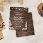 Lámina Boda de líneas de script rusas de presupuesto<br><div class="desc">¿Quién dice que el presupuesto no puede ser magnífico? ¡No nosotros! Este diseño presenta un fondo de madera realista con luces de cuerda en la parte superior y un hermoso y delicado encaje en las esquinas inferiores. Personalizar este diseño haciendo clic en el botón "personalizar" y escribiendo en los cuadros...</div>