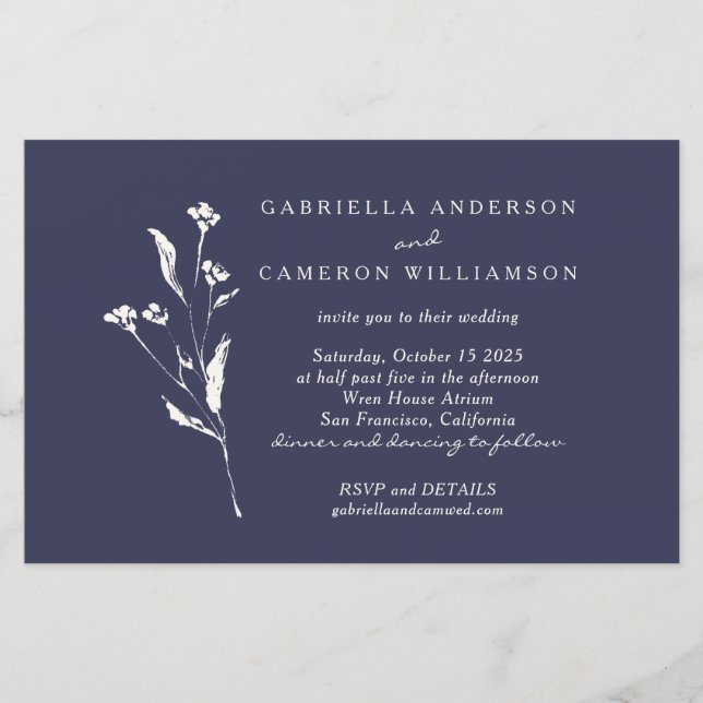 Lámina Boda de Marfil Azul de la Marina Floral Elegante d (Anverso)