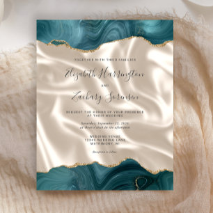 Lámina Boda de marfil de la Agate de Oro Azul Verde azula