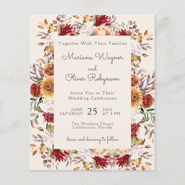 Lámina Boda de marfil floral de otoño (Anverso)