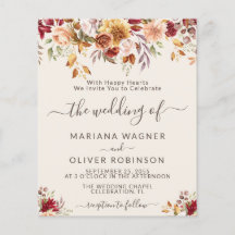 Boda de marfil floral romántico de otoño