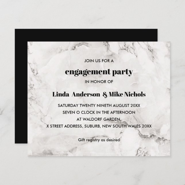 Lámina BODA de mármol de lujo elegante para BUDGET (Anverso / Reverso)