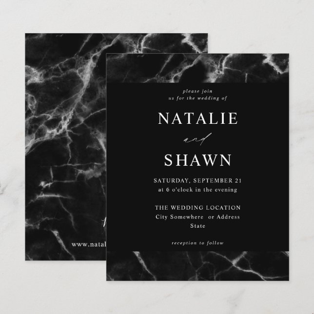 Lámina Boda de mármol negro de presupuesto (Anverso / Reverso)