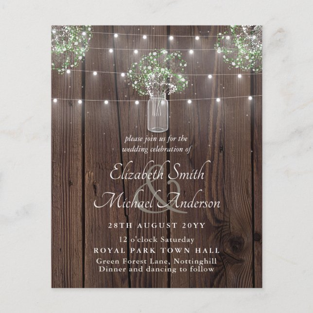 Lámina Boda de Mason Jars Gypsophila (Anverso)