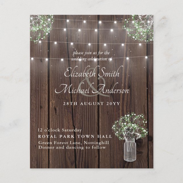 Lámina Boda de Mason Jars Gypsophila (Anverso)
