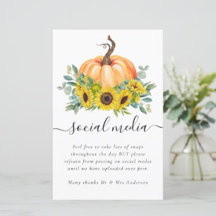 Lámina Boda de medios sociales pide calabaza de girasol