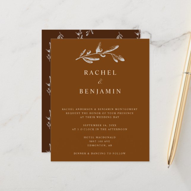 Lámina Boda de Moda del Boho de Presupuesto Elegante Cobr (Anverso/Reverso In Situ)