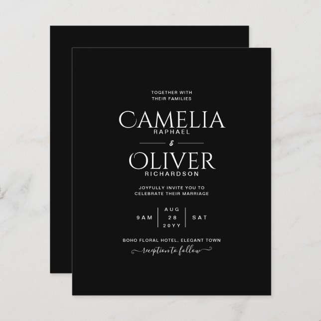 Lámina BODA de MONOCRÓMICA Blanco Negro (Anverso / Reverso)