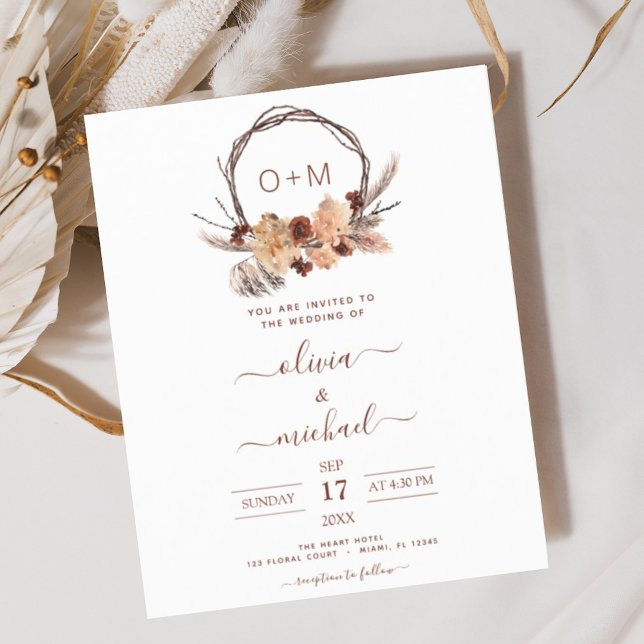 Lámina Boda de Monograma de Grass Terracotta Pampas (Subido por el creador)