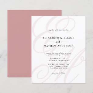 Lámina Boda de Monograma Rosa Dusty Script Elegante Presu
