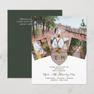 Lámina Boda de Monograma Rústico del País con foto tallad