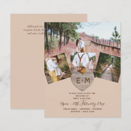 Lámina Boda de Monograma Rústico del País con foto tallad