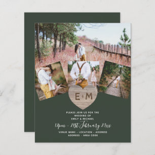 Lámina Boda de Monograma Rústico del País con foto tallad