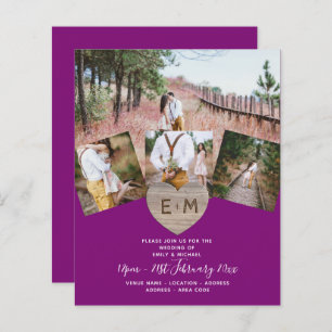 Lámina Boda de Monograma Rústico del País con foto tallad