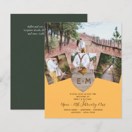 Lámina Boda de Monograma Rústico del País con foto tallad