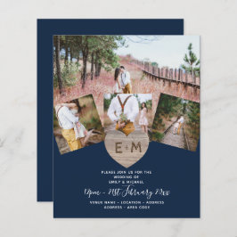 Lámina Boda de Monograma Rústico del País con foto tallad