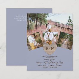 Lámina Boda de Monograma Rústico del País con foto tallad