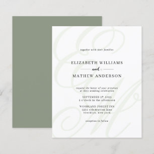 Lámina Boda de Monograma Verde con guión elegante de pres